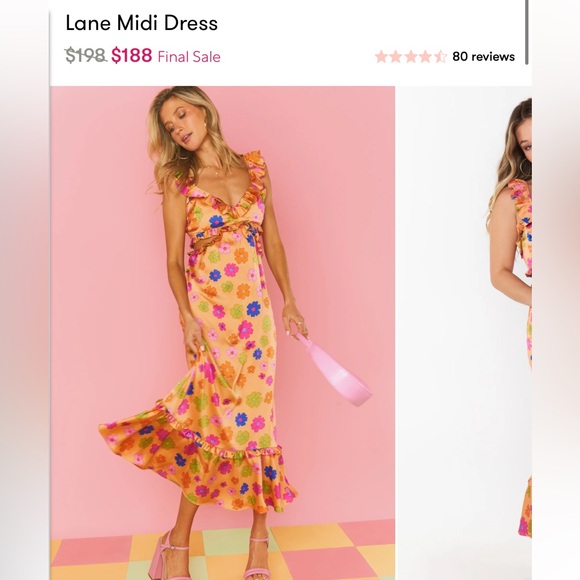 Show Me Your MuMu Orange Floral Lane Midi Dress - Picture 2 of 9